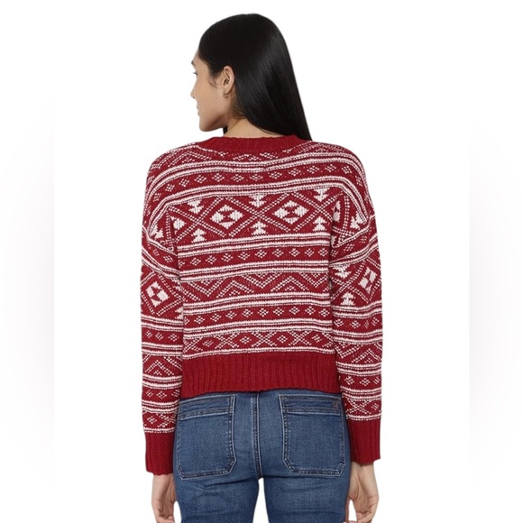 American Eagle Fair Isle Sweater Crew Neck  Red & White Knit Bonus dog sweater - Picture 10 of 13